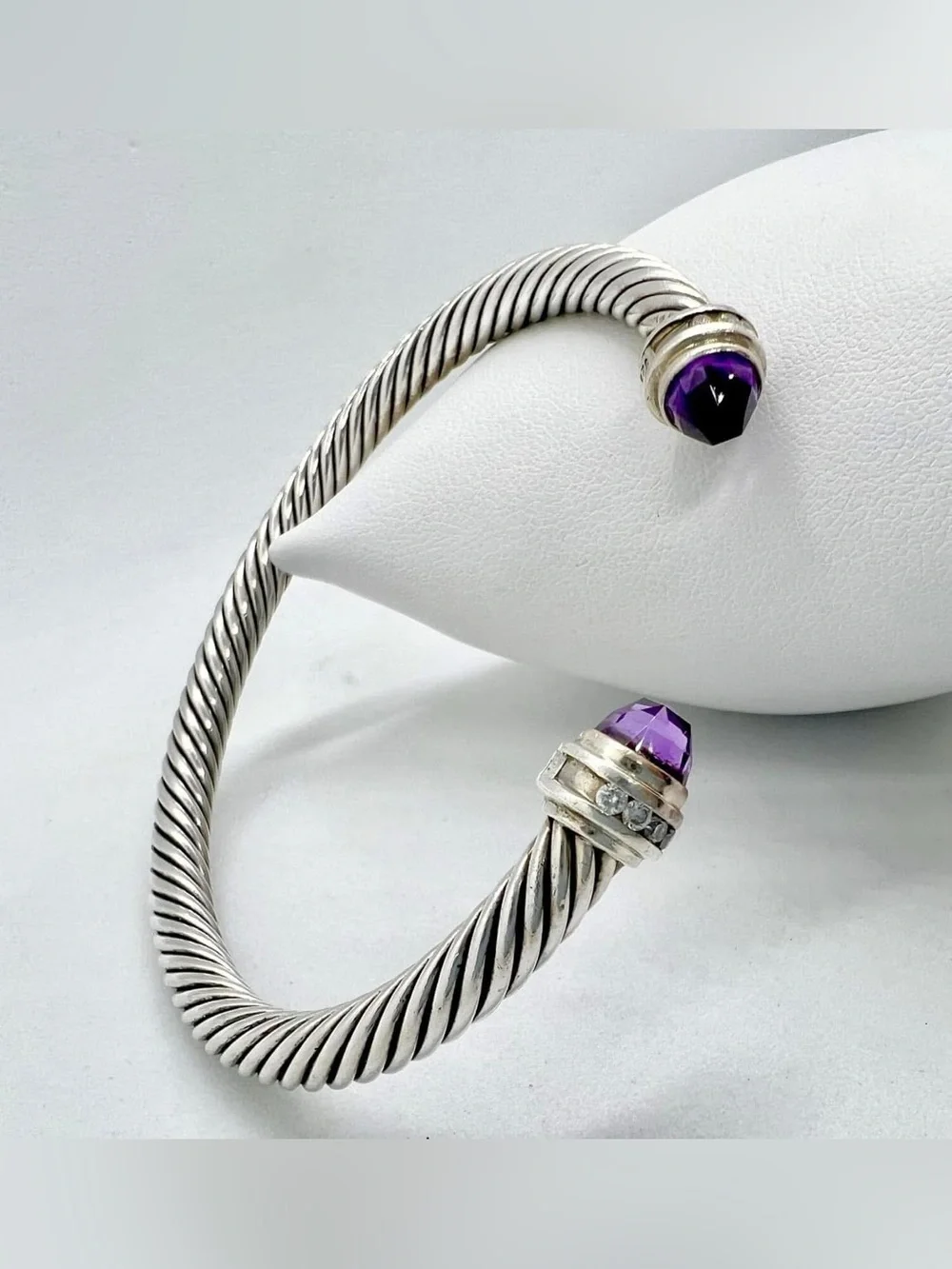David Yurman Cable Classics Bracelet in Sterling Silver with Amethyst and Pavé D